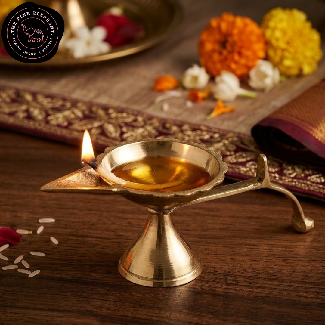 Brass Shank Diya on Stand