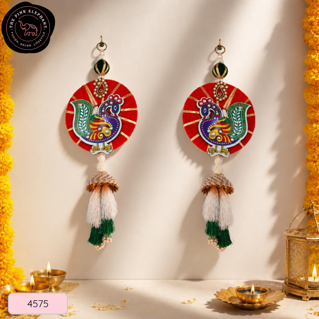 Red Peacock Rising Hanging Pair - 4575