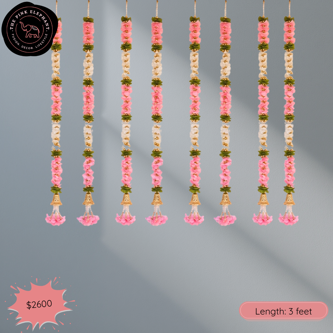 Artificial Jasmine Flower and golden beads string with bell