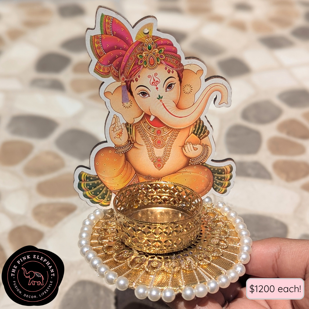 Handcrafted Ganesh/Laxmi Tealight Candle Holder - THC A45