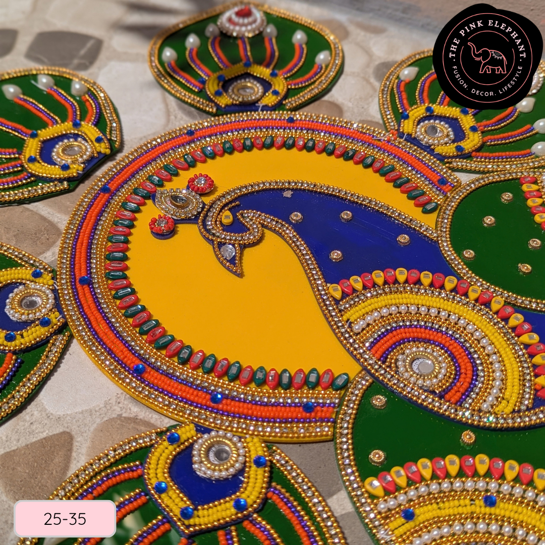 Large Blue Peacock Acrylic Rangoli 25-35
