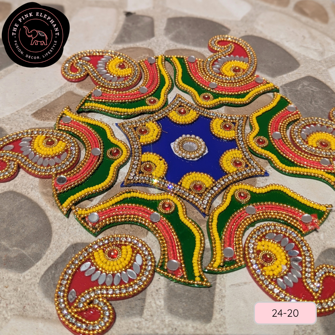 Paisley Flower Acrylic Rangoli 8" 24-20