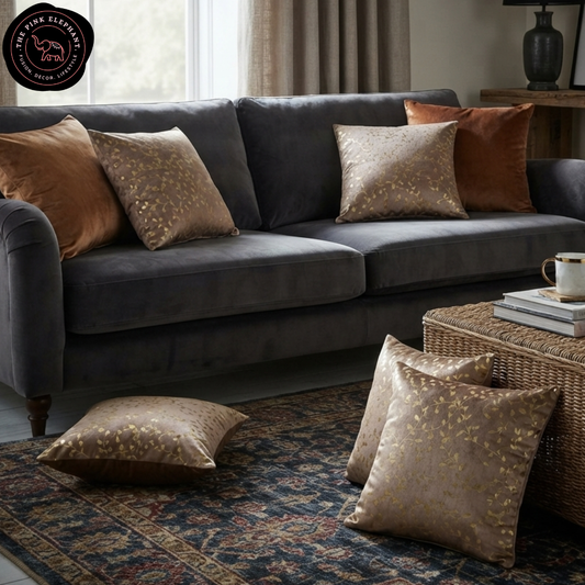 Brown and Gold Leaf Cushion Covers-24''