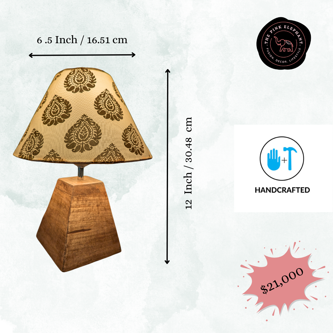 Wood Base Gold Leaf Lamp