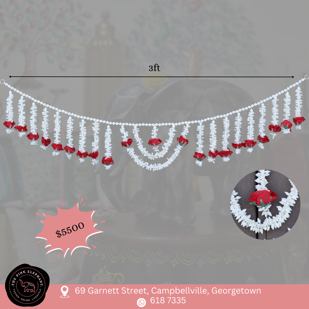 White and Red Flower Toran