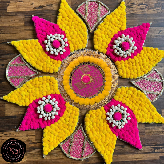 Large Lotus 9 Piece Pom Pom Rangoli